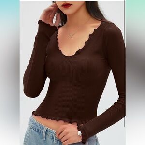 Ruffle cropped long sleeve